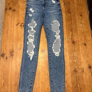 American Eagle Outfitters Ripped Blue Skinny Jeans